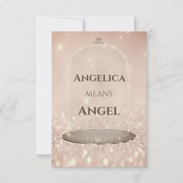 Invitación Nombre significa Angelica Purpurina Rosa Dulce 16 (Anverso)