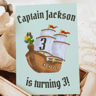 Invitación Nombre y edad de cumpleaños del buque pirata