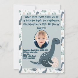Invitación Nombre y foto de un Personalizado de dinosaurio ve