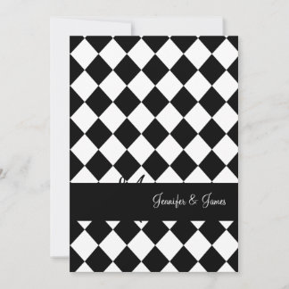 Invitación Nombres blancos negros de los monogramas de las in