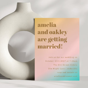 Invitación Nombres de Boda Modernos y Negritas con Gradiente 