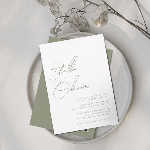 Invitación Nombres de Caligrafía Moderna Sage Código QR Boda