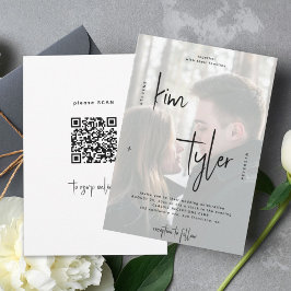 Invitación Nombres de escritura de código QR moderno en foto 