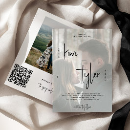 Invitación Nombres de escritura de código QR moderno para fot