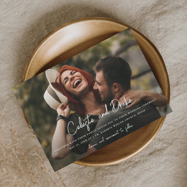 Invitación Nombres de guión moderno Foto Boda (Subido por el creador)