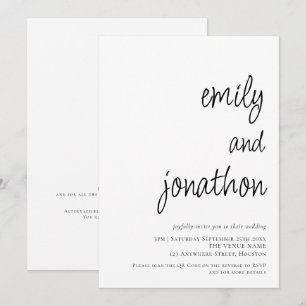 Invitación Nombres de guión modernos Código QR Boda