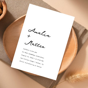 Invitación Nombres de guiones Boda Minimalista de limpieza se