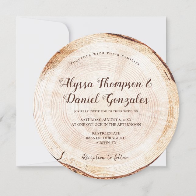 Invitación Nombres de guiones de fragmentos de grano de Boda  (Anverso)