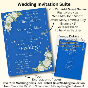 Invitación Nombres de invitados, Boda Sui azul cobalto y rosa