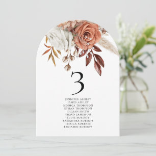 Invitación Nombres de invitados de Boho Florals Número de tab