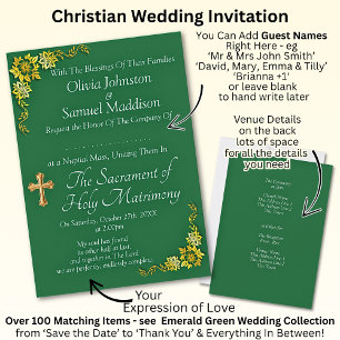 Invitación Nombres de invitados, esmeralda verde cristiano y