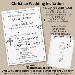 Invitación Nombres de invitados, negro y blanco con desplazam