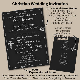 Invitación Nombres de invitados, negro y blanco con desplazam