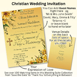 Invitación Nombres de invitados, suite Boda de flores amarill