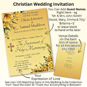 Invitación Nombres de invitados, suite Boda de flores amarill