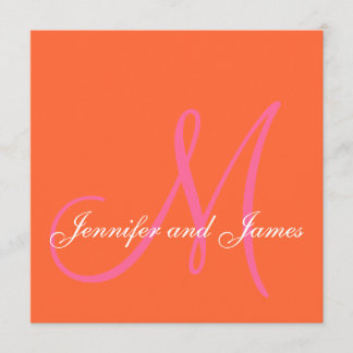 Invitación Nombres de monogramas rosados Naranjas Invitacione