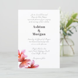 Invitación Nombres de padres Frangipani rosa boda
