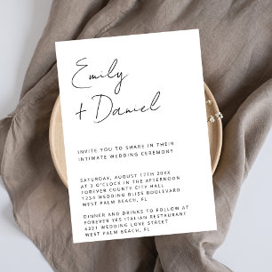 Invitación Nombres de script simples Boda de corte íntimo