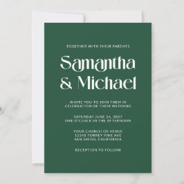 Invitación Nombres decorativos de pino profundo y blanco para