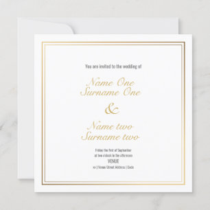 Invitación Nombres editables con borde de efecto oro