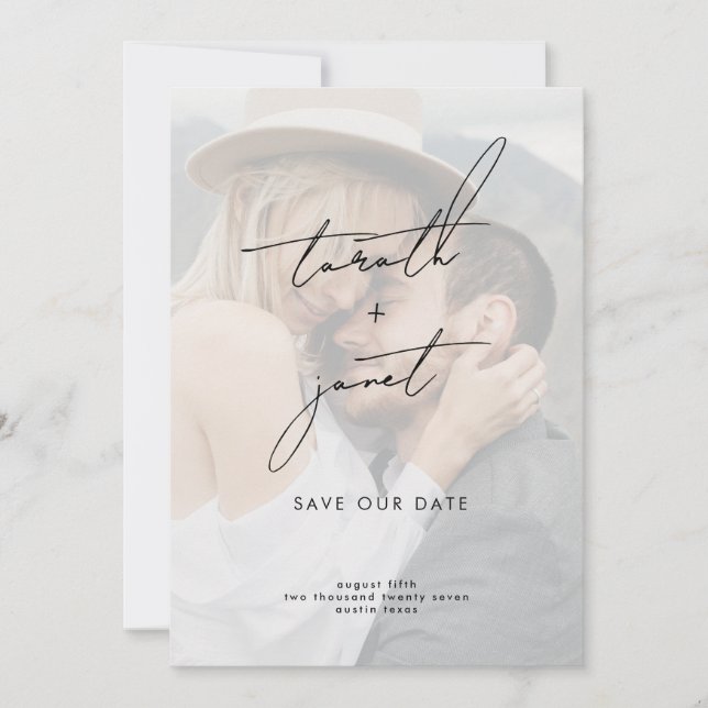 Invitación NOMBRES ELEGANTES | 2 Código QR de la foto Guardar (Anverso)