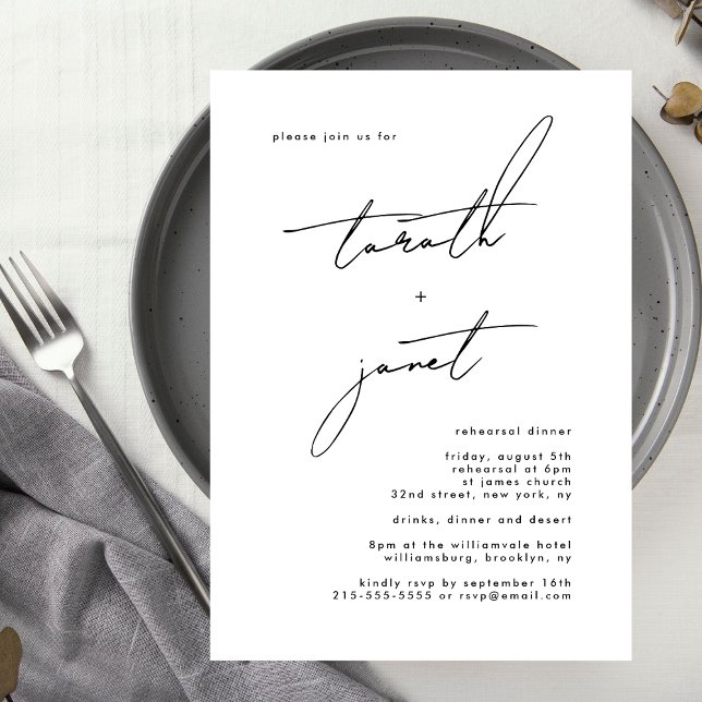 Invitación NOMBRES elegantes | Cena de ensayo elegante para B (Subido por el creador)