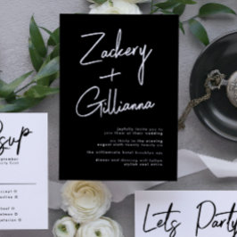 Invitación NOMBRES elegantes | Moderno Boda blanco y negro