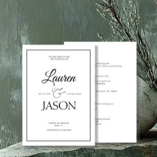 Invitación Nombres Minimalistas modernos caligrafía negra