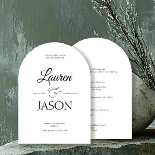 Invitación Nombres Minimalistas modernos caligrafía negra (Subido por el creador)