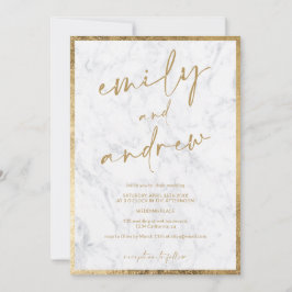 Invitación Nombres modernos caligrafía moda de mármol dorado 