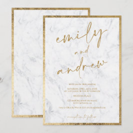 Invitación Nombres modernos caligrafía moda de mármol dorado