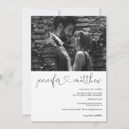 Invitación Nombres modernos corazones caligrafía foto boda