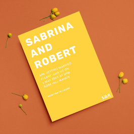 Invitación Nombres modernos negrita Tipografía Boda amarillo