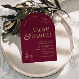 Invitación Nombres negrita Arch Burgundy Chartreuse Boda