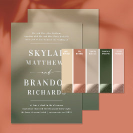 Invitación Nombres negrita simples Boda de tonos verde y dora