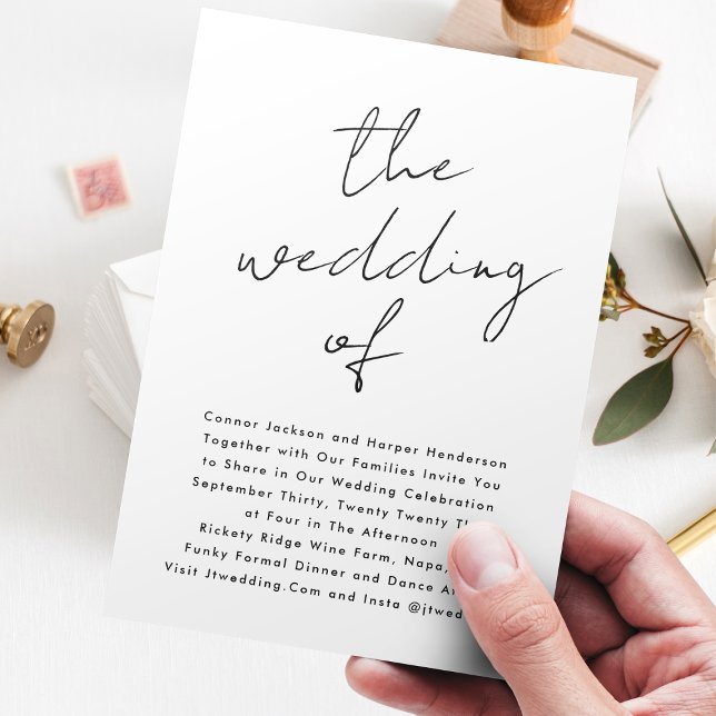 Invitación Nombres personalizados blanco negro moderno El Bod (Subido por el creador)