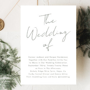 Invitación Nombres personalizados Color blanco verde sabio mo