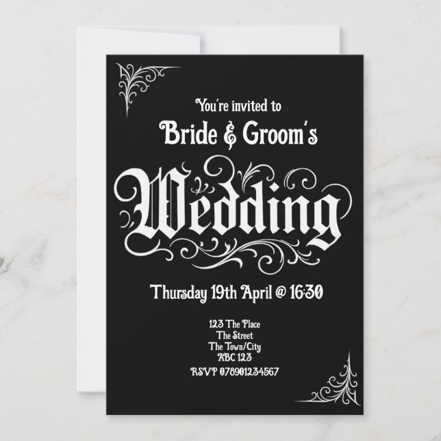 Invitación Nombres personalizados de Bodas Metalizado de Blac (Anverso)