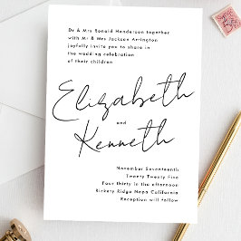 Invitación Nombres personalizados modernos simples Boda blanc