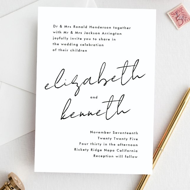 Invitación Nombres personalizados modernos y elegantes Boda b (Subido por el creador)