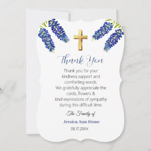 Invitación Nomeolvides Azules Cruz Funeral Gracias