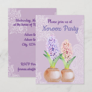 Invitación Norooz fiesta Hyacinth púrpura