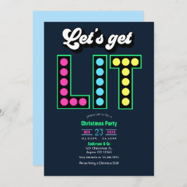 Invitación Northern Lights Lets Get Lit Retro Christmas Party