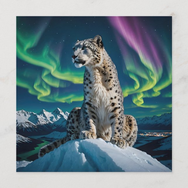 Invitación “Northern Sky Wanderer” – Snow Leopard Portrait (Anverso)