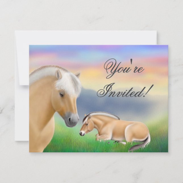 Invitación noruega de los caballos del fiordo (Anverso)