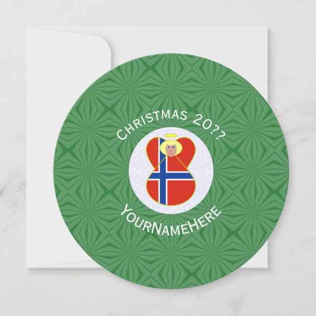 Invitación Norwegian Angel Flag Christmas Personalize Round (Anverso)