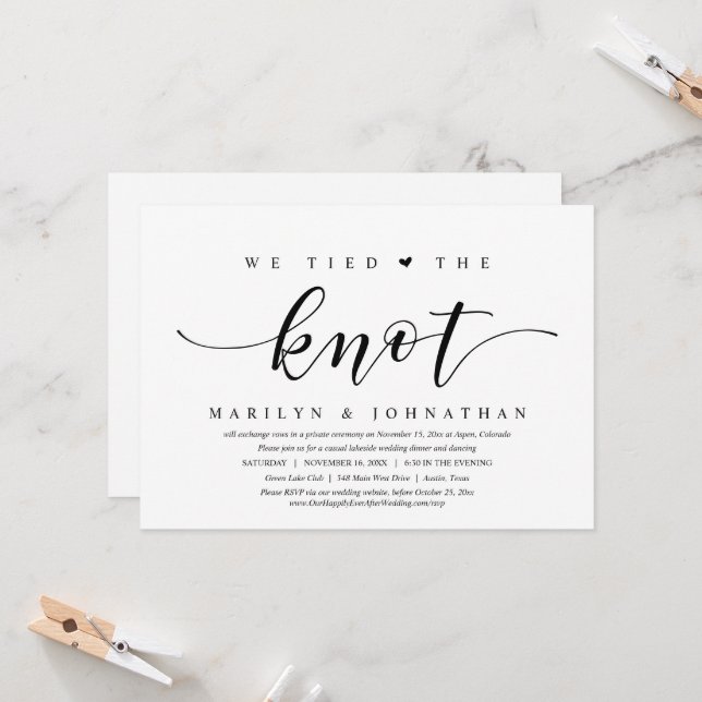 Invitación Nos Amarramos Al Knot, Boda Elopement Fiesta De Ce (Anverso/Reverso In Situ)