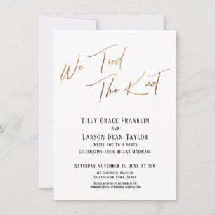 Invitación Nos Anudamos Simple Tipografía Dorada Elegante