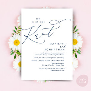 Invitación Nos atamos el nudo, Boda Elopement Dinner Fiesta