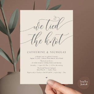 Invitación Nos atamos el nudo, Boda Elopement Dinner Fiesta